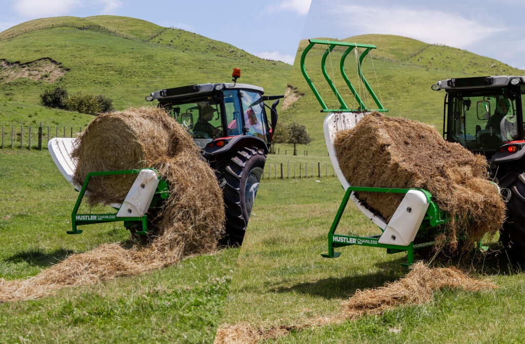 Hustler round and square bale feeding